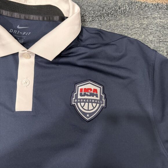 Nike USA Basketball Team Issue Coaches Polo Shirt Navy Mens L CT1899-451 NEW - Picture 4 of 8